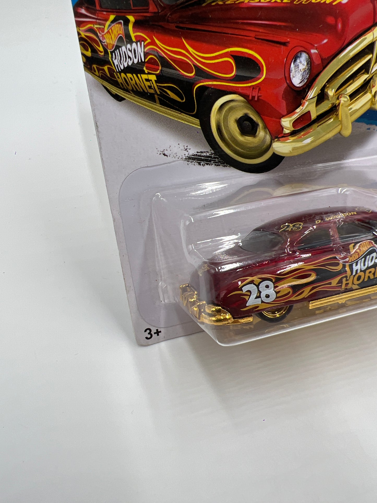 2016 Hot Wheels Super Treasure Hunt #97 52 Hudson Hornet Red/Gold W/Protector