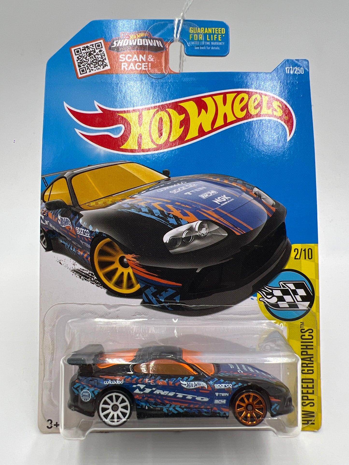 2016 Hot Wheels #177 Toyota Supra Black Nitto 94D