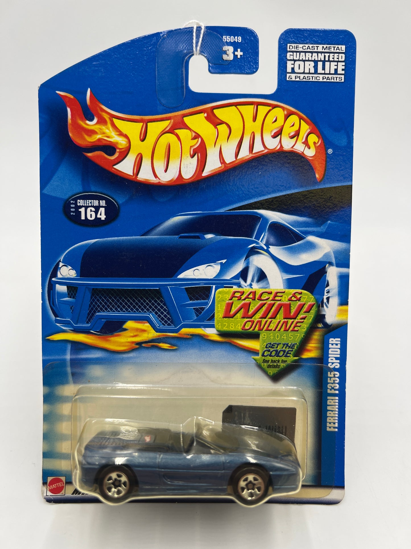 2002 Hot Wheels #164 Ferrari F355 Spider Blue *Yellowed Blister*