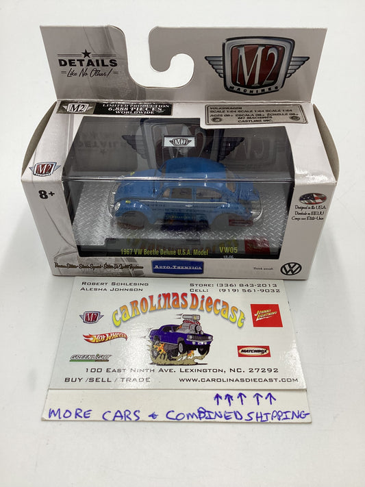 M2 Machines Auto-Thenics 1/6888 1967 VW Beetle Deluxe USA Model Blue VW05