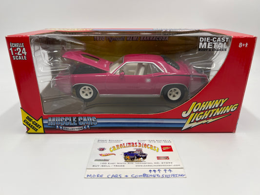 Johnny Lightning 1:24 Scale White Lightning Chase Muscle Cars 1970 Plymouth Hemi Barracuda Pink VHTF