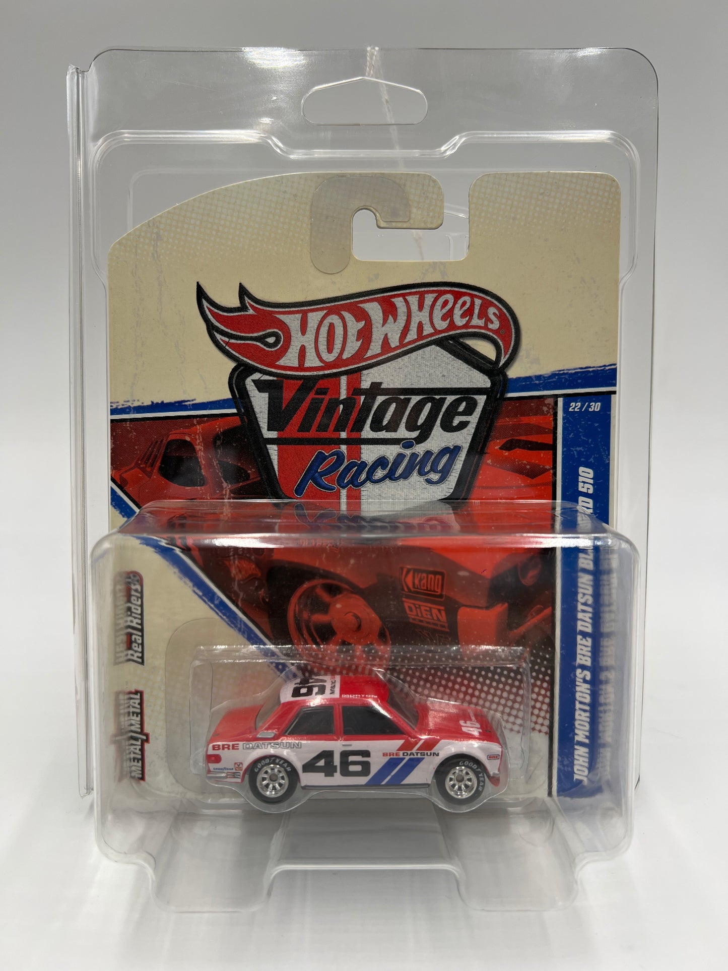 Hot Wheels Premium Vintage Racing #22 John Mortons BRE Datsun Bluebird 510 Red/White W/Protector