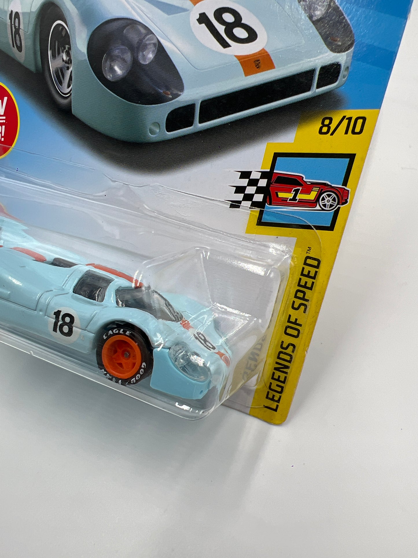 Hot Wheels Porsche 917 LH Blue Gulf Wheel Swap Custom On Card W/Protector SR