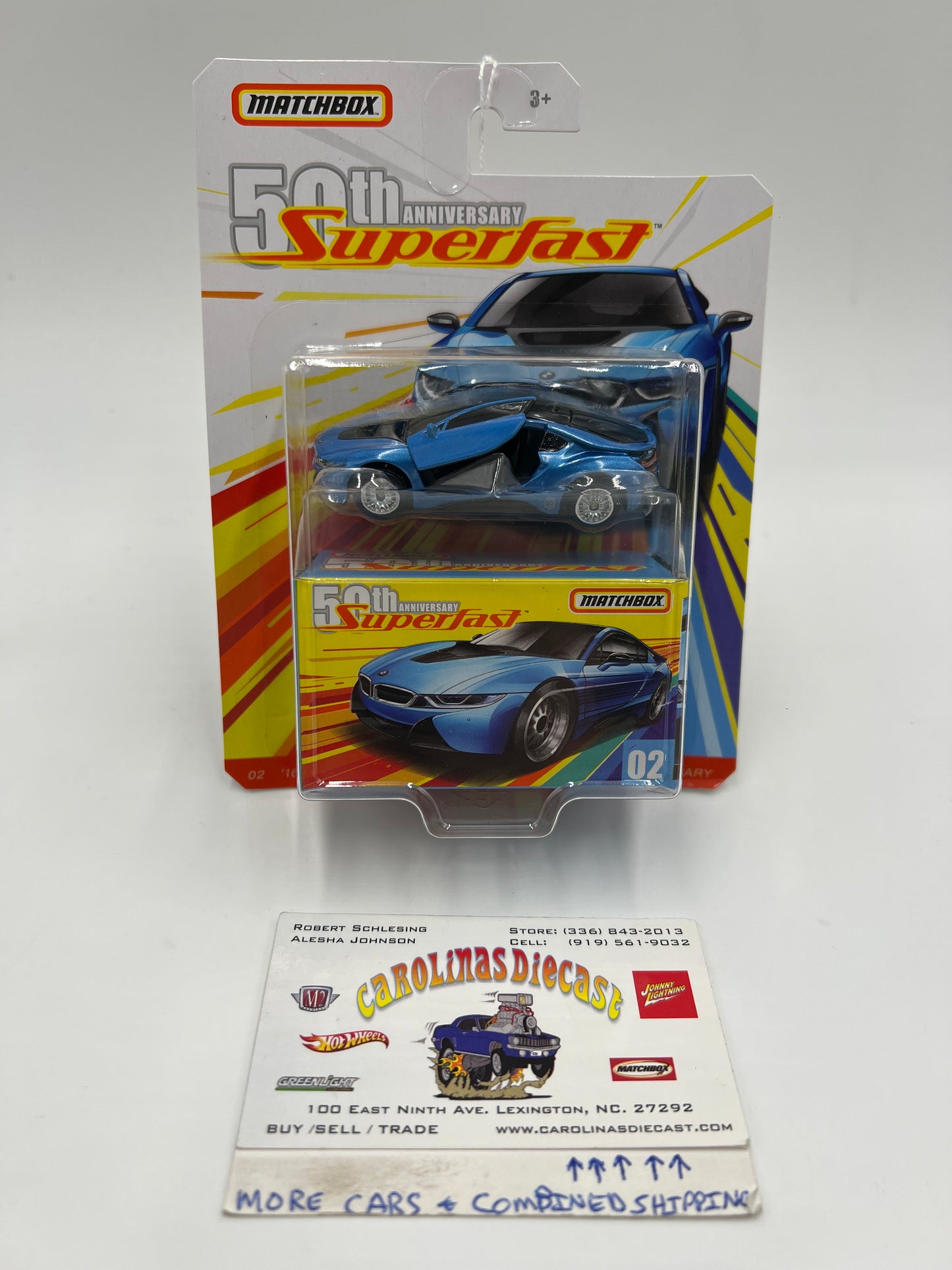 Matchbox 50th Anniversary Superfast #2 16 BMW i8 Blue 173G