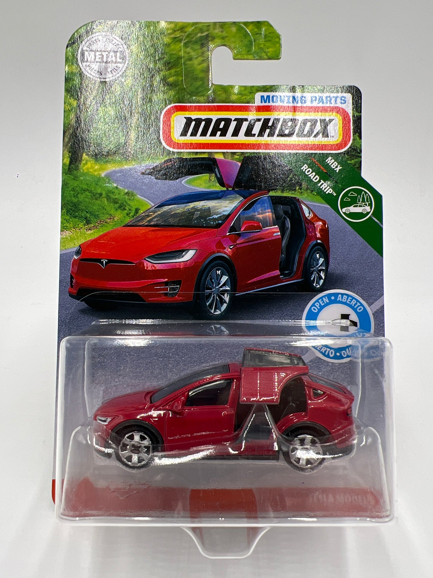 Matchbox Moving Parts MBX Road Trip Tesla Model X Red W/Protector HTF