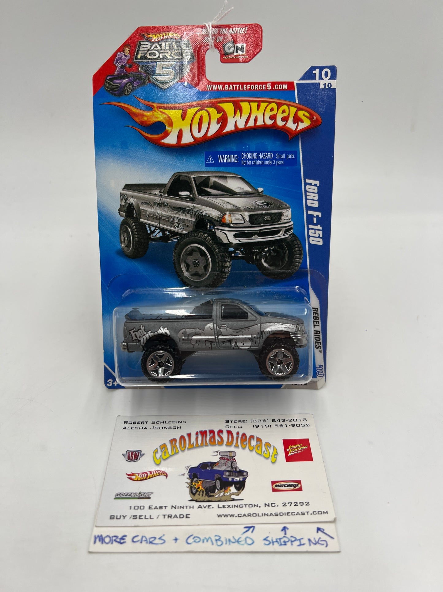 2009 Hot Wheels Rebel Rides #146 Ford F-150 Silver Battle Force 5 Card 32B