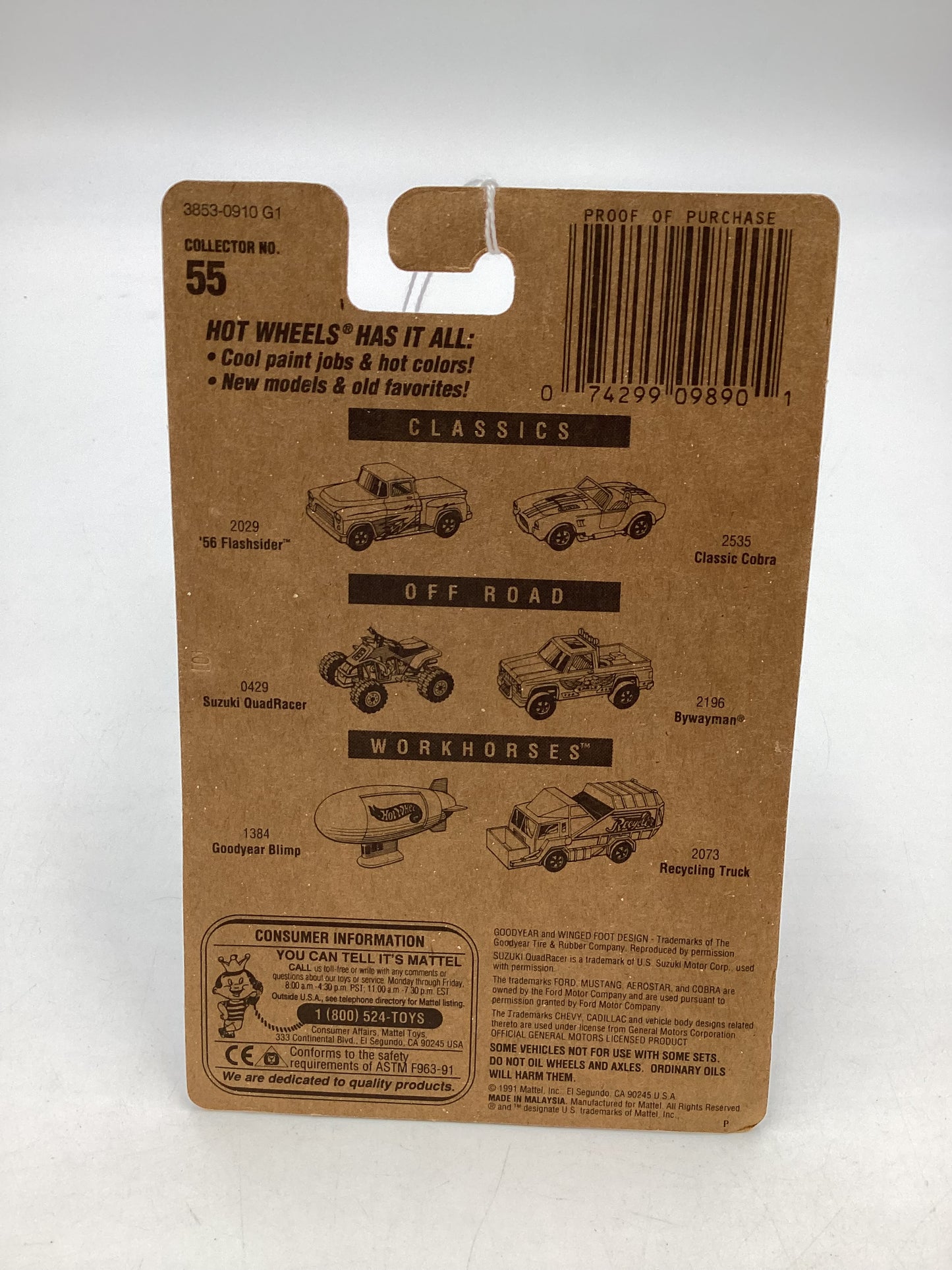 Hot Wheels Blue Card Collector No. 55 Road Roller Yellow 239C