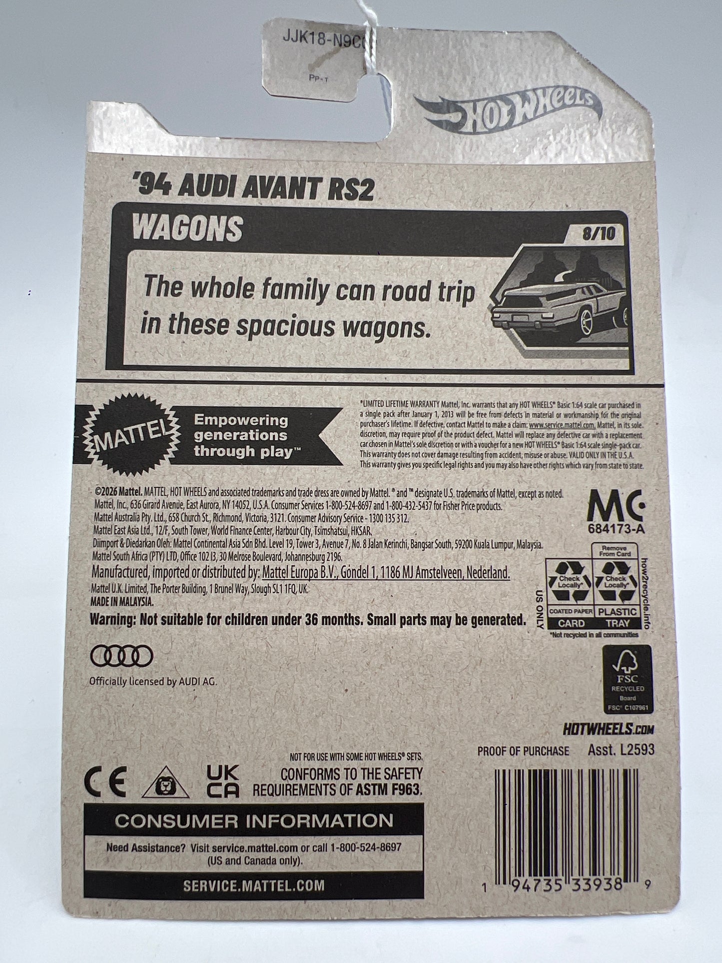 2026 Hot Wheels J Case #175 94 Audi Avant RS2 Gray