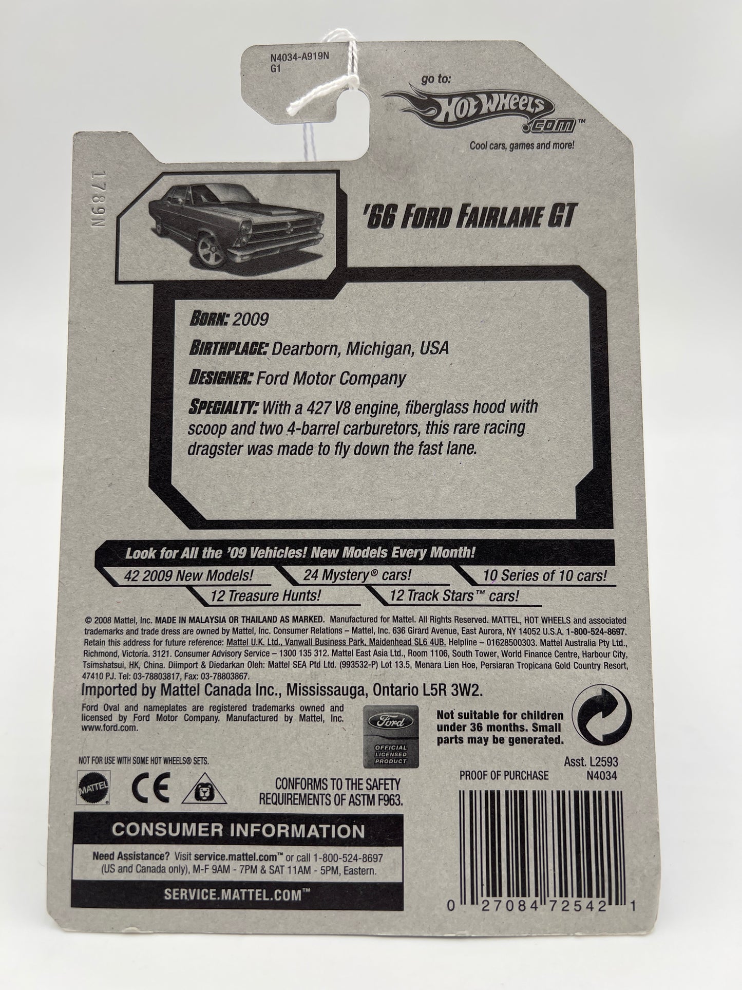 2009 Hot Wheels New Models #31 66 Ford Fairlane GT Red 31A