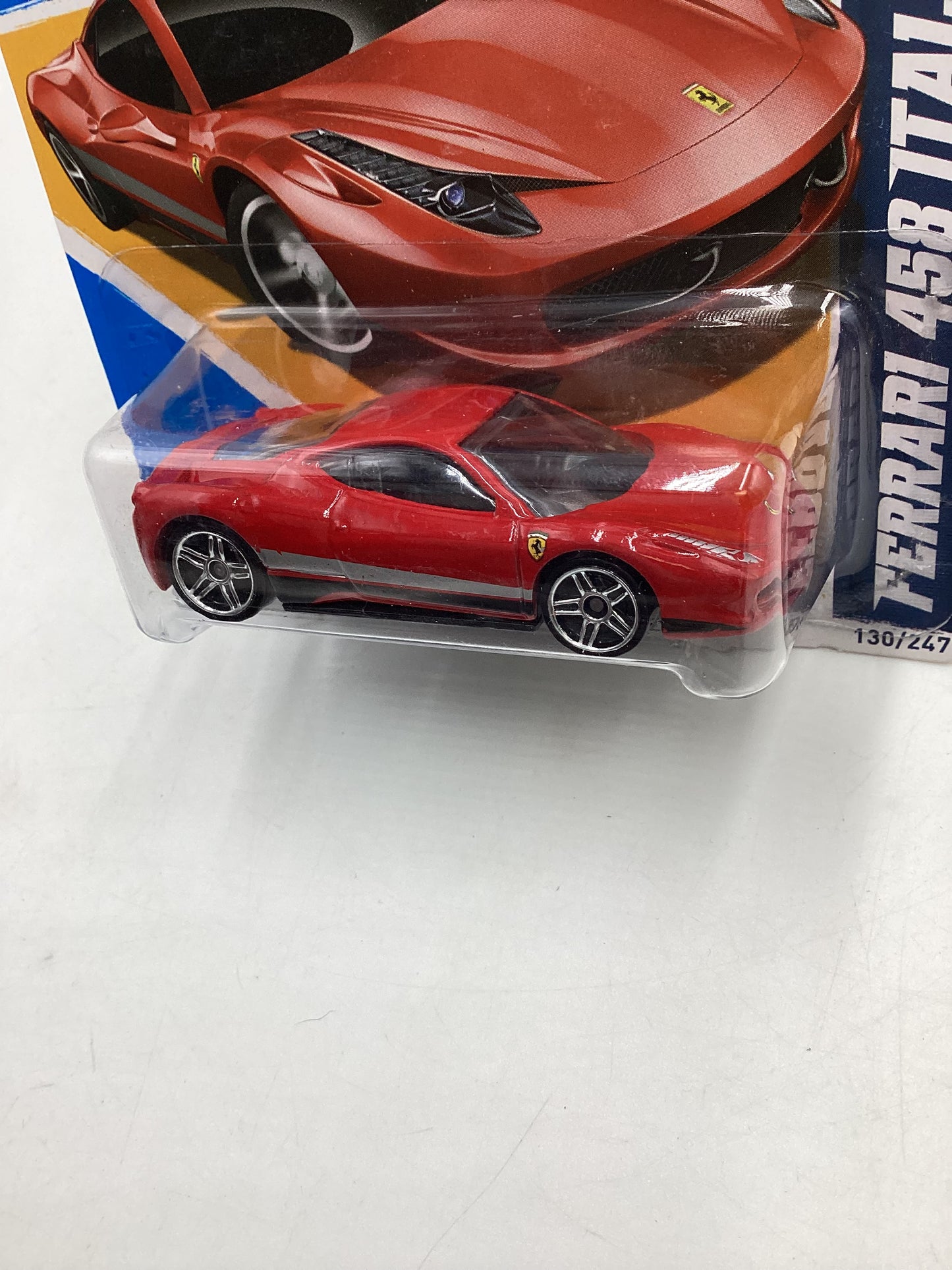 2012 Hot wheels #130 Ferrari 458 Italia Red Short Card with protector