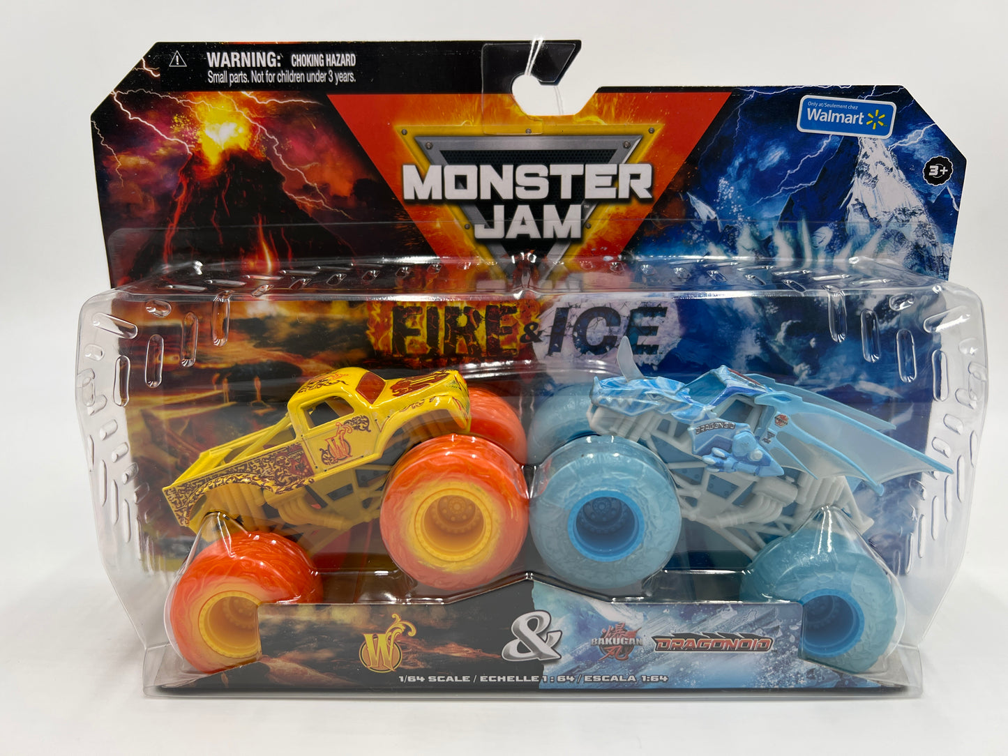 Monster Jam Fire & Ice Walmart Exclusive Whiplash & Dragonoid 136C