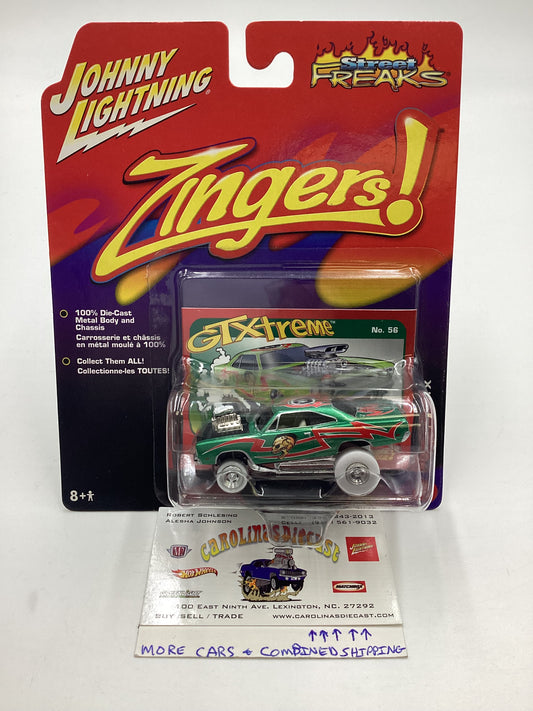 Johnny Lightning Street Freaks Zingers 70 Plymouth GTX Green White Lightning Chase with protector