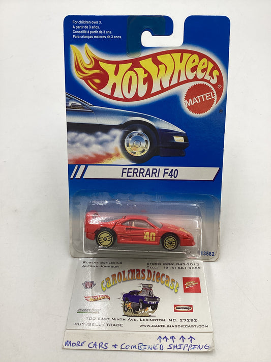 1994 Hot Wheels International Card 13582 Ferrari F40 Red Gold UH Wheels HTF with protector