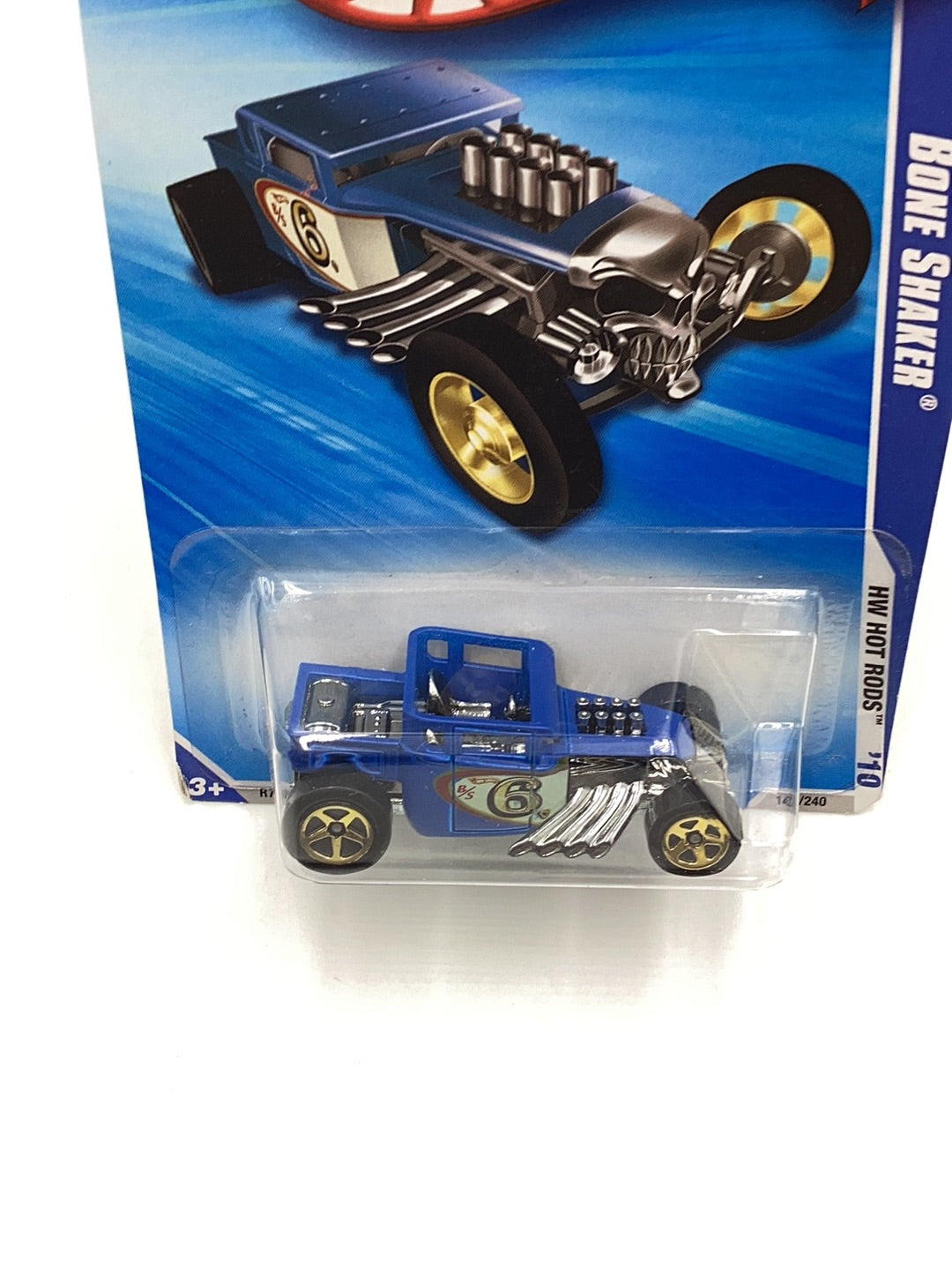 2010 Hot Wheels Hot Rods #143 Bone Shaker blue 56C