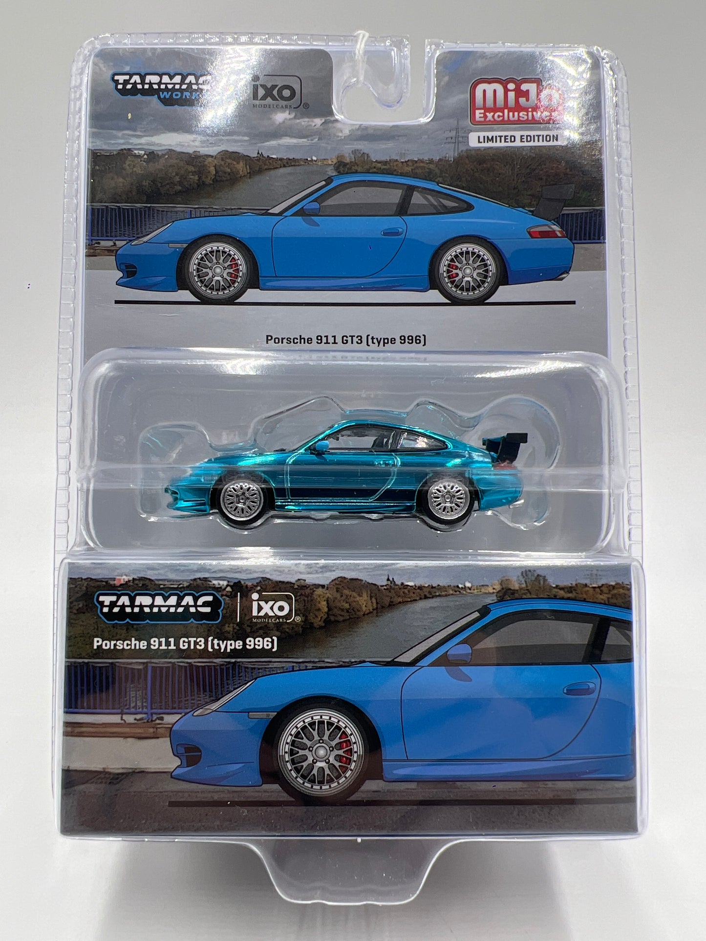 Tarmac Works x IXO Models Mijo Exclusives CHASE Porsche 911 GT3 Type 996 Light Blue Chrome
