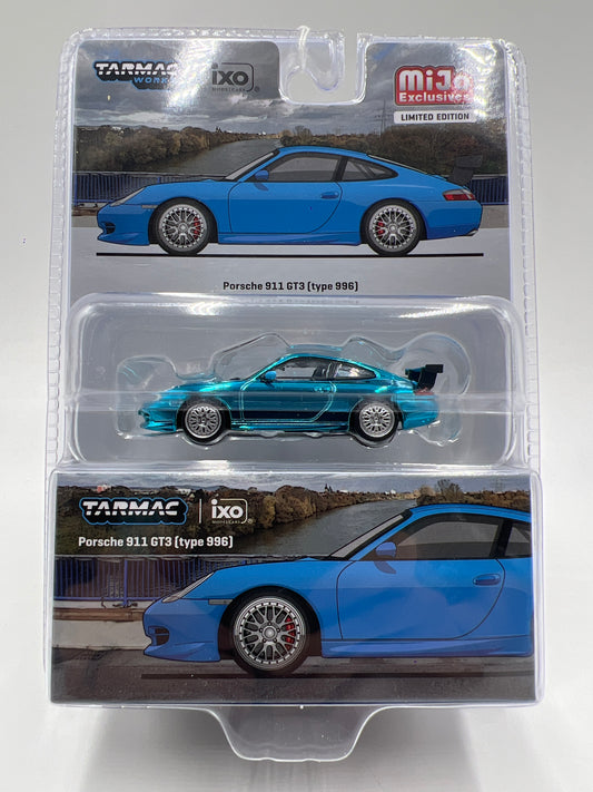 Tarmac Works x IXO Models Mijo Exclusives CHASE Porsche 911 GT3 Type 996 Light Blue Chrome