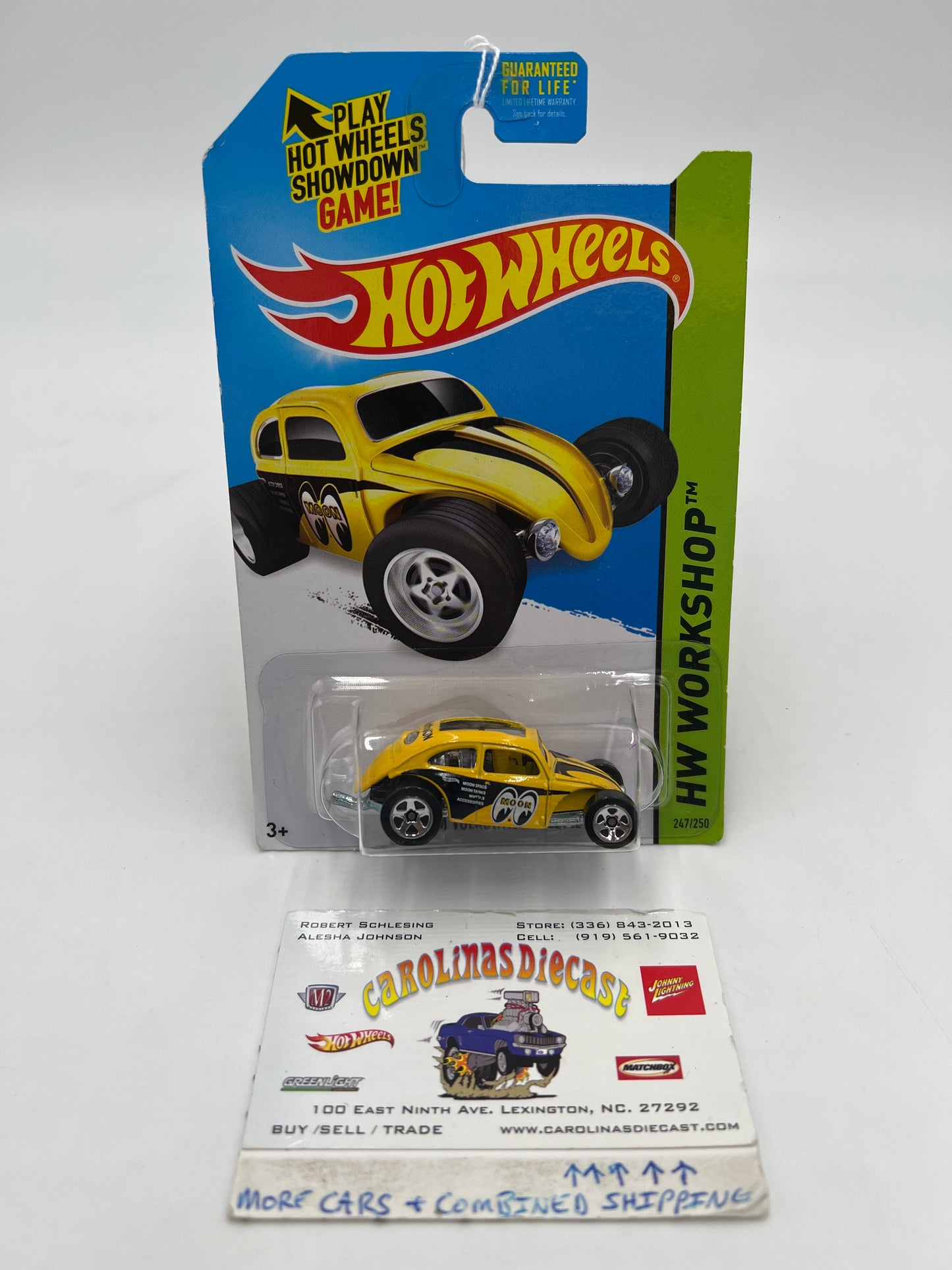 2014 Hot Wheels Workshop #247 Custom Volkswagen Beetle Yellow Mooneyes 97D