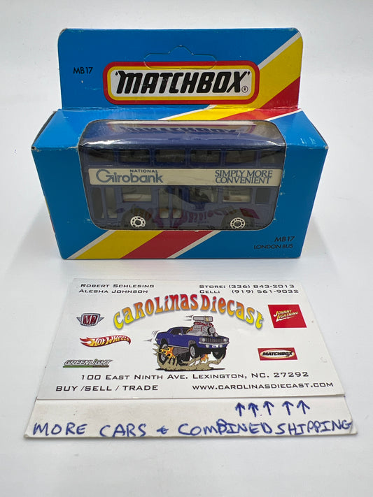 Matchbox Unpunched #17 National Girobank London Bus Blue