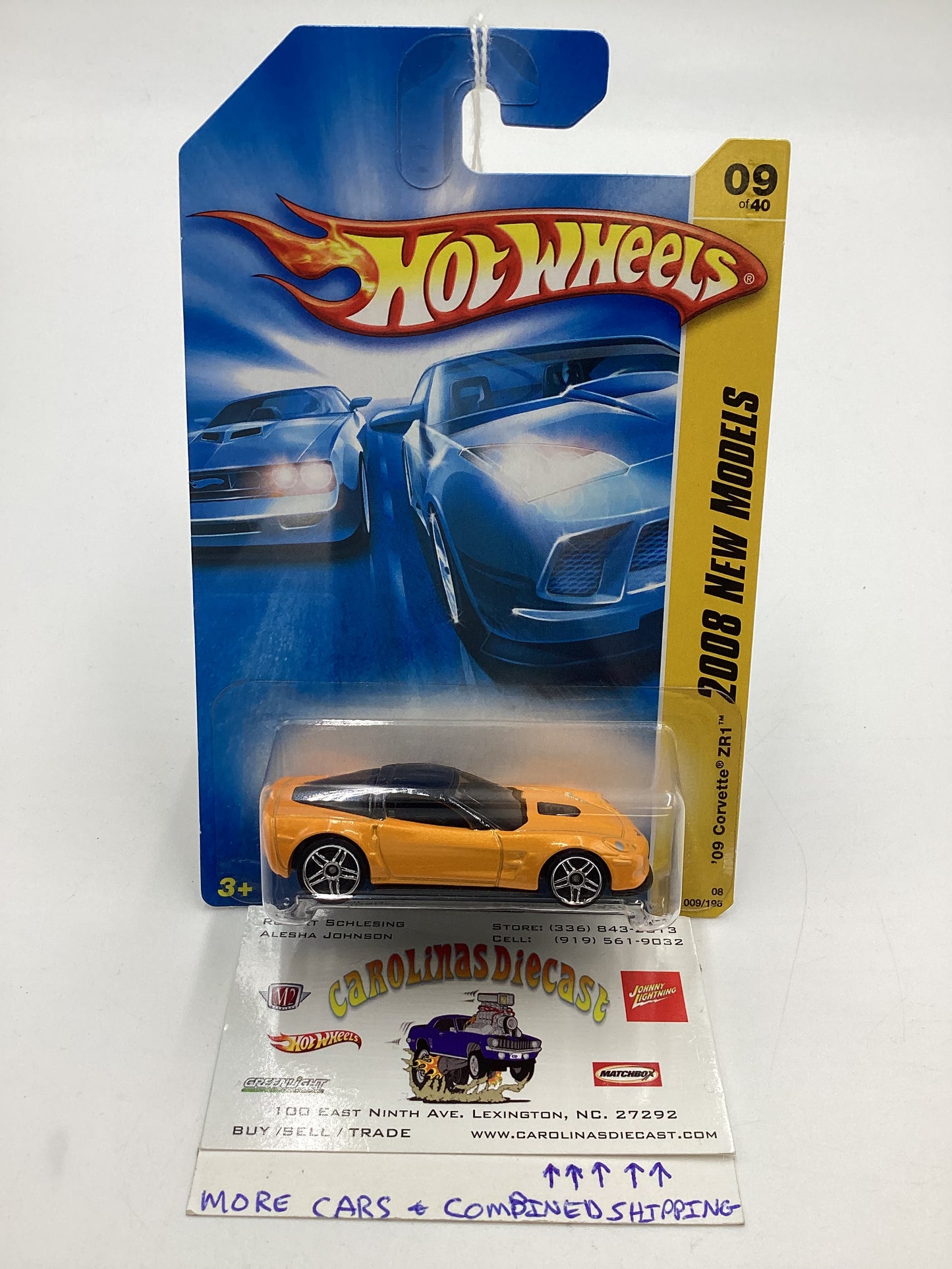 2008 Hot Wheels New Models #9 09 Corvette ZR1 Yellow Kmart Exclusive 239C