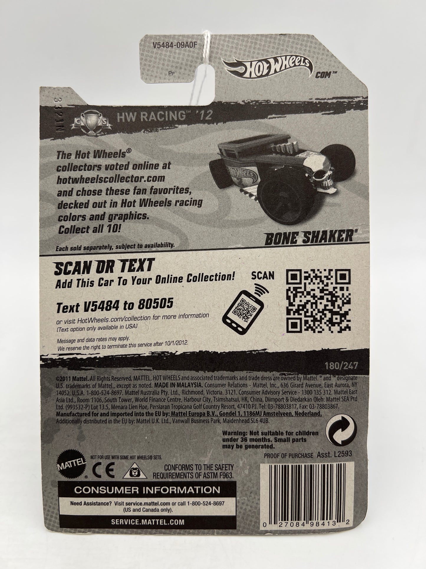 2012 Hot Wheels Racing #180 Bone Shaker Blue 57B