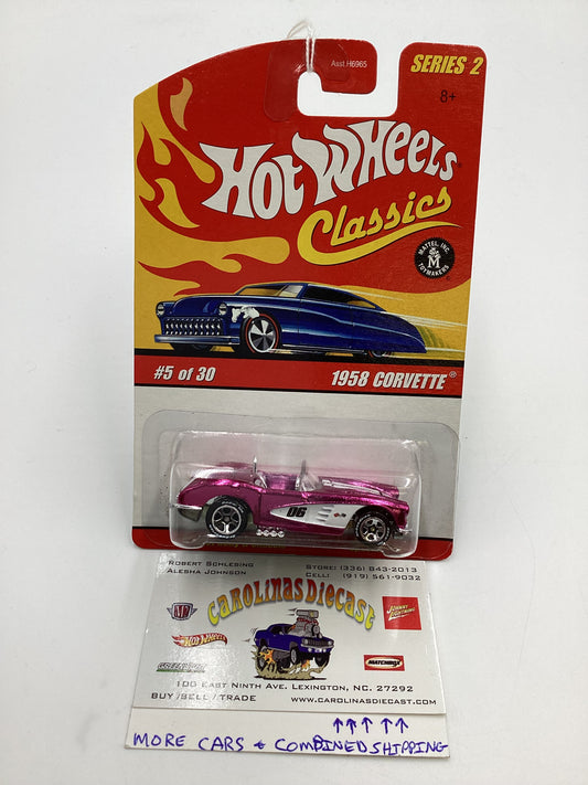 Hot Wheels Classics Series 2 #5 1958 Corvette Pink SR