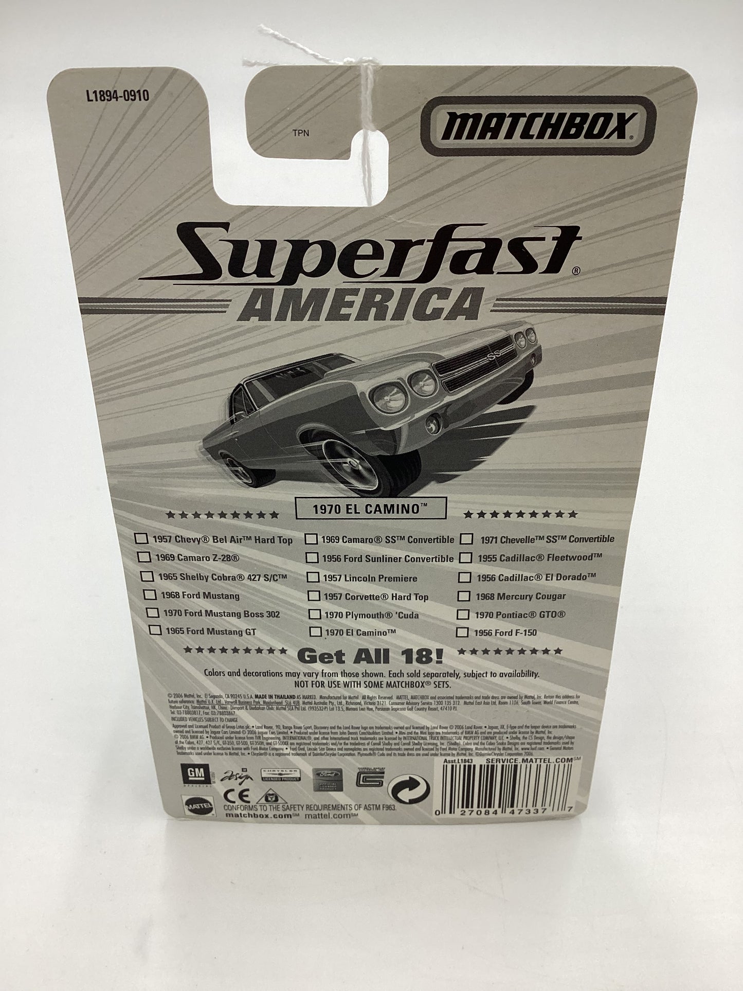 Matchbox Superfast America #12 1970 El Camino Silver 173C