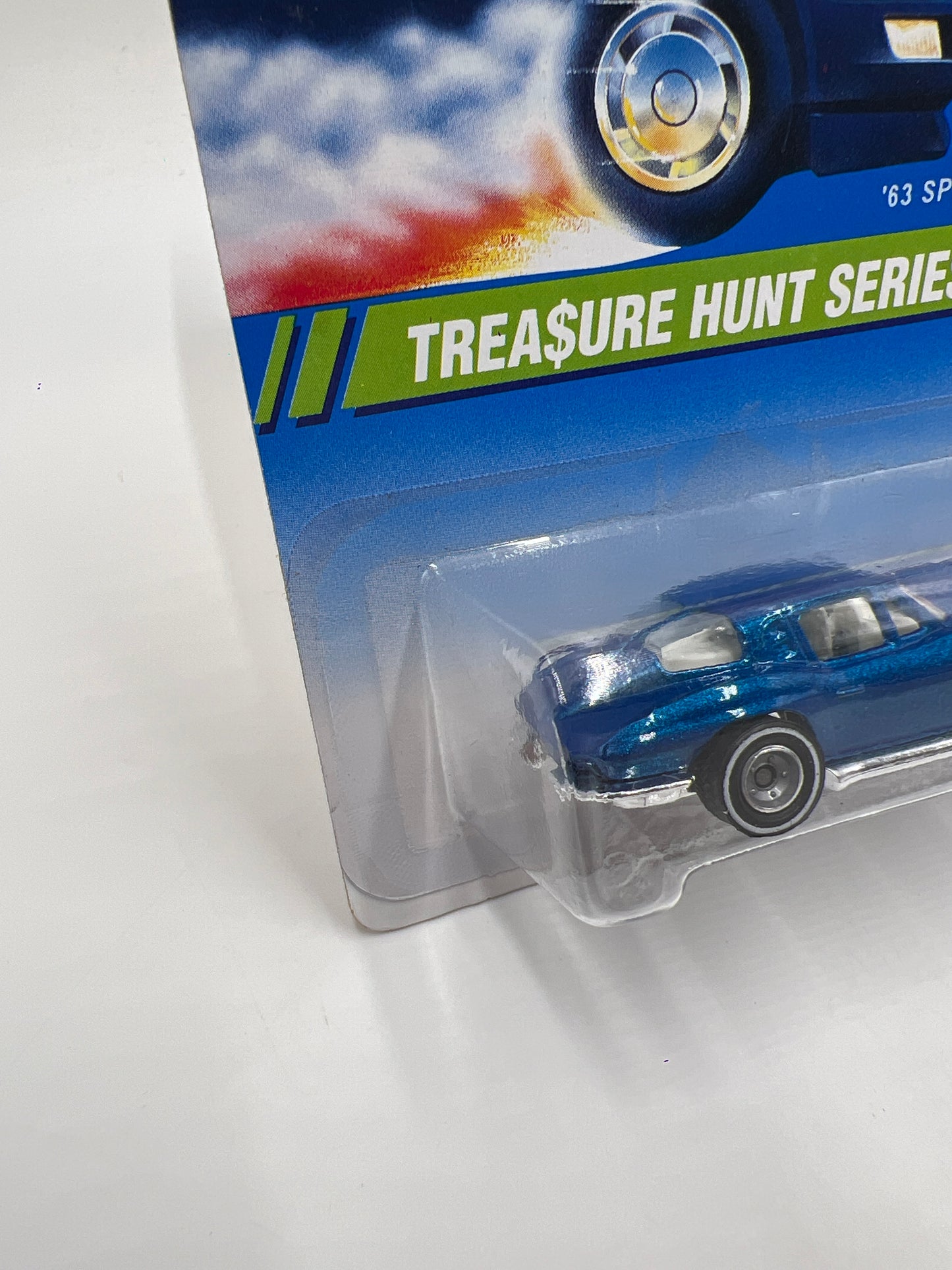 1995 Hot Wheels Treasure Hunt Series #6 Real Riders 63 Split Window Corvette Blue W/Protector