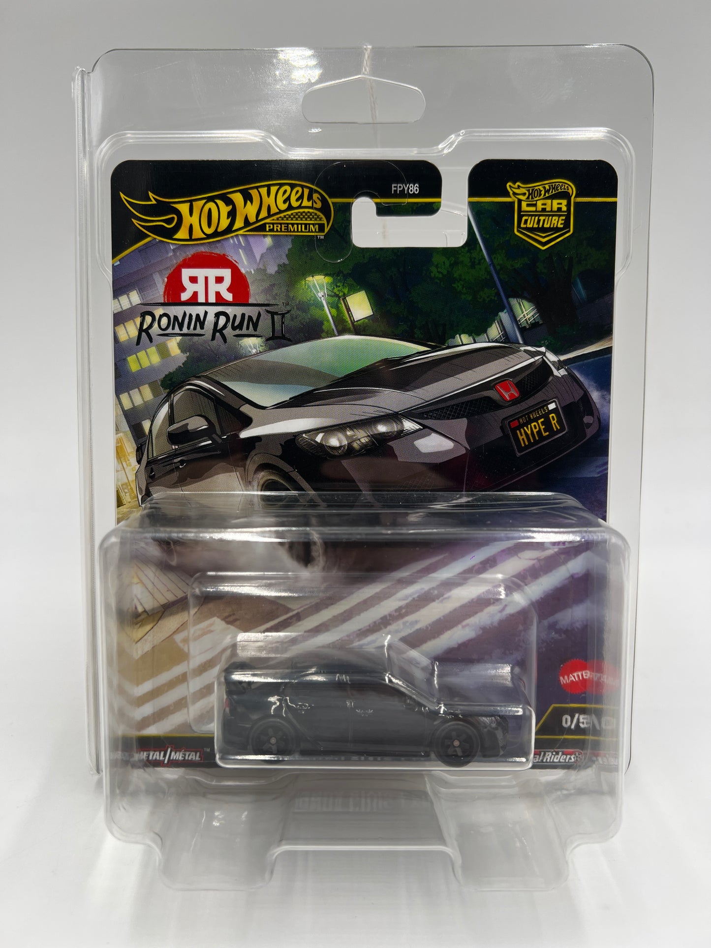 2025 Hot Wheels Premium Ronin Run II CHASE #0 07 Honda Civic Type R Black W/Protector 1