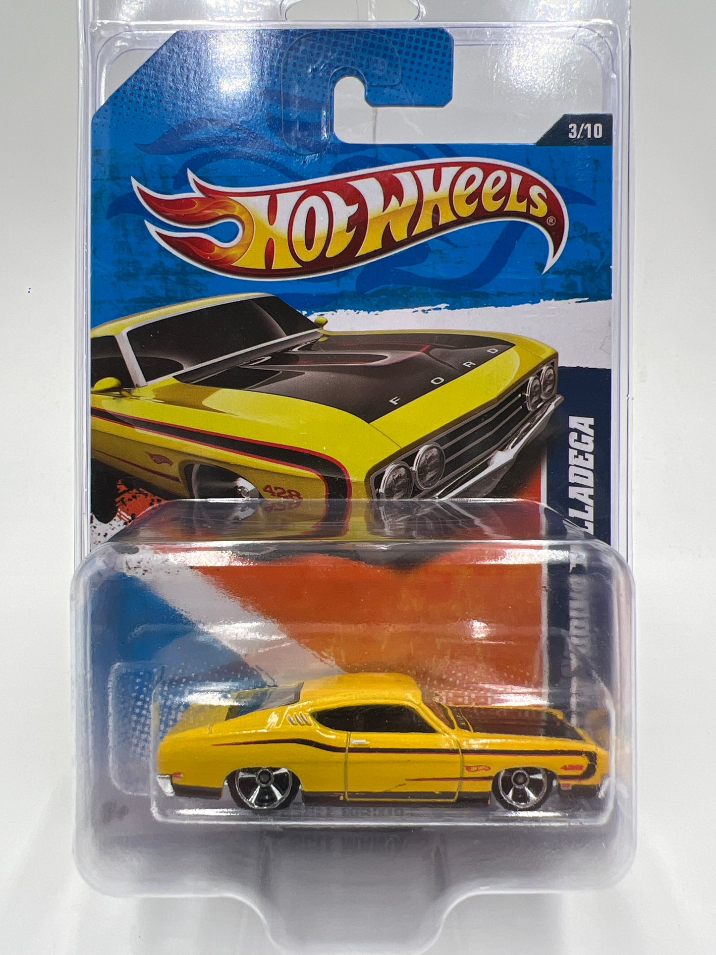 2011 Hot Wheels Muscle Mania #103 69 Ford Torino Talladega Yellow Walmart Exclusive W/Protector