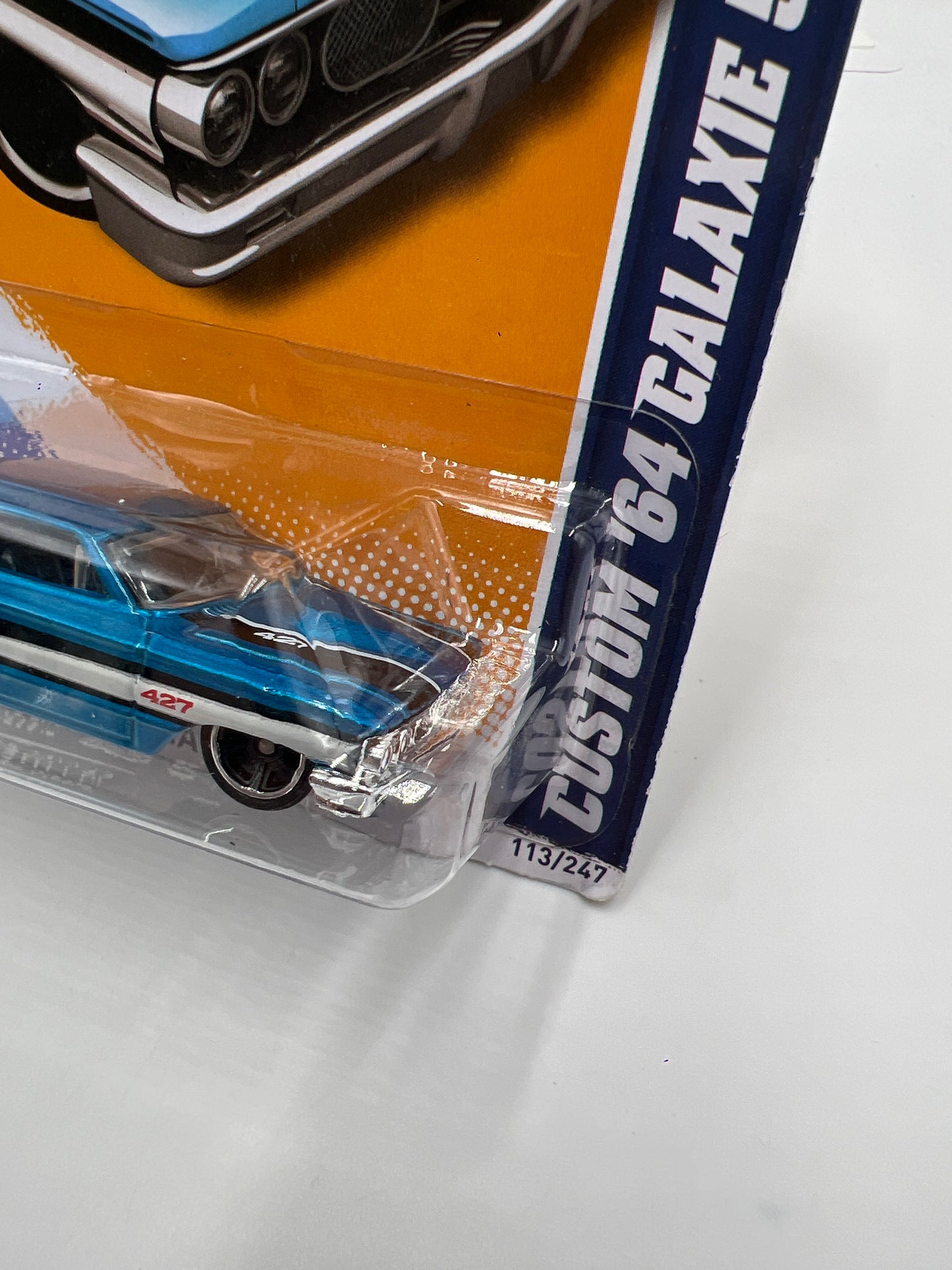 2012 Hot Wheels Muscle Mania Ford #113 Custom 64 Galaxie 500 Blue Bad Card 21D