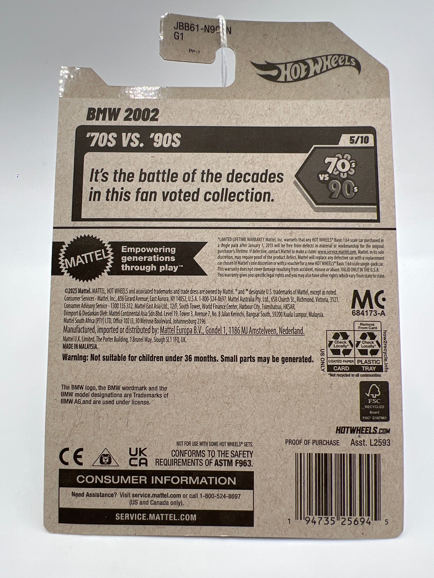 2025 Hot Wheels N Case 70s Vs 90s #77 BMW 2002 Blue 108i