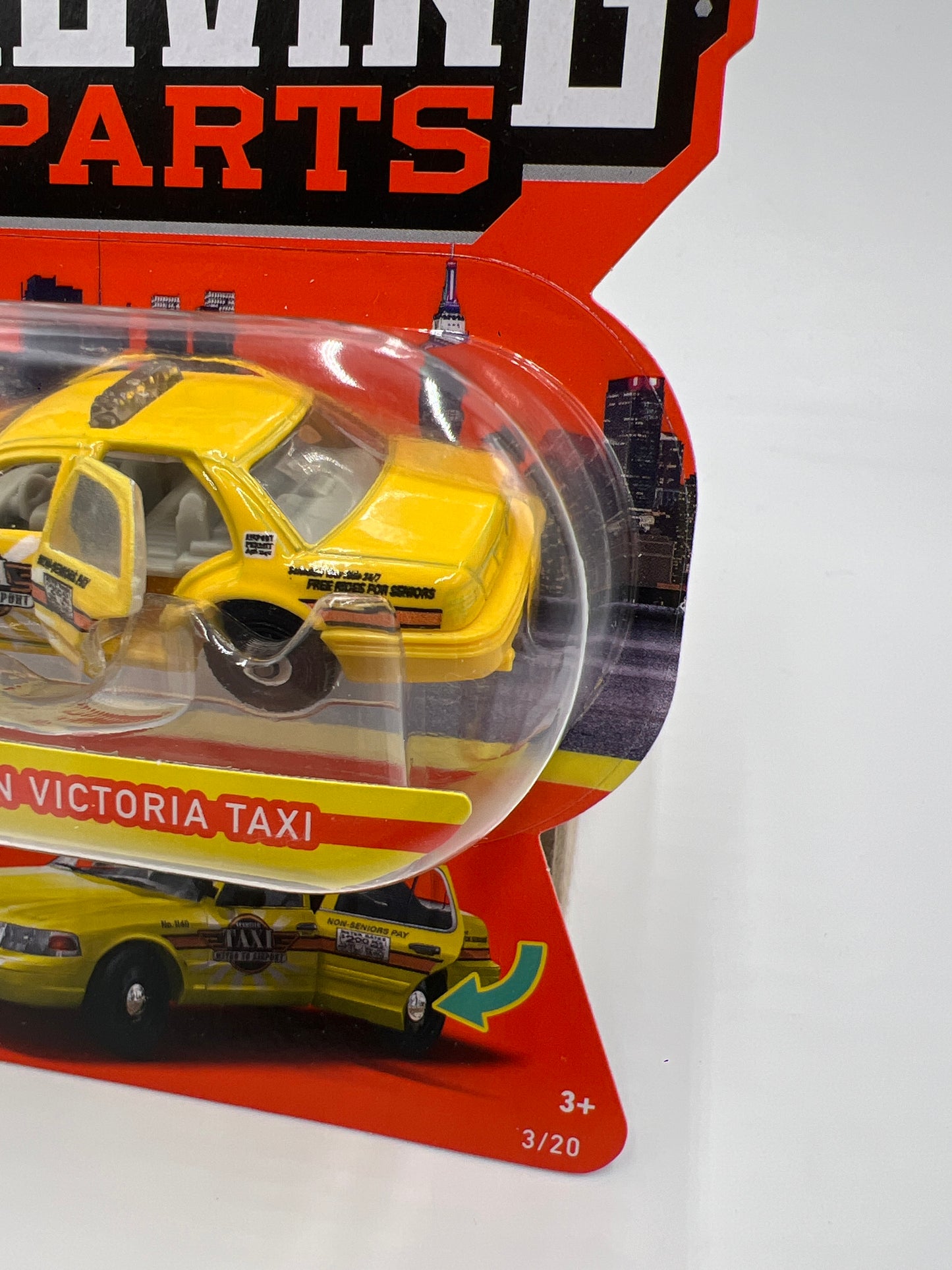 Matchbox Moving Parts #3 2006 Ford Crown Victoria Taxi Yellow 167o
