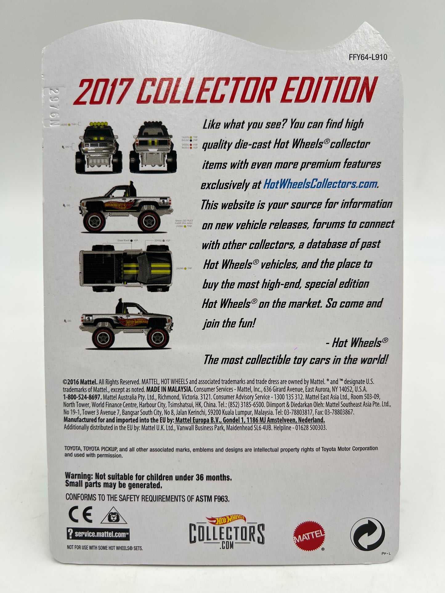 2017 Hot Wheels RLC Zamac Edition Mail In #1 1987 Toyota Pickup W/Protector