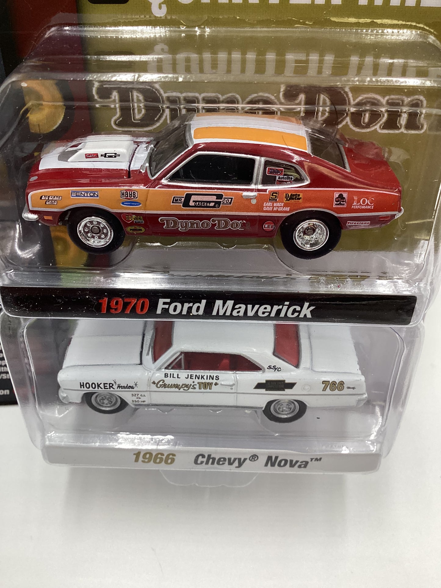 Johnny Lightning Legends of the Quarter Mile Release 2 Version A 1970 Ford Maverick Dino Don 1966 Chevy Nova Grumpys Toy 231B