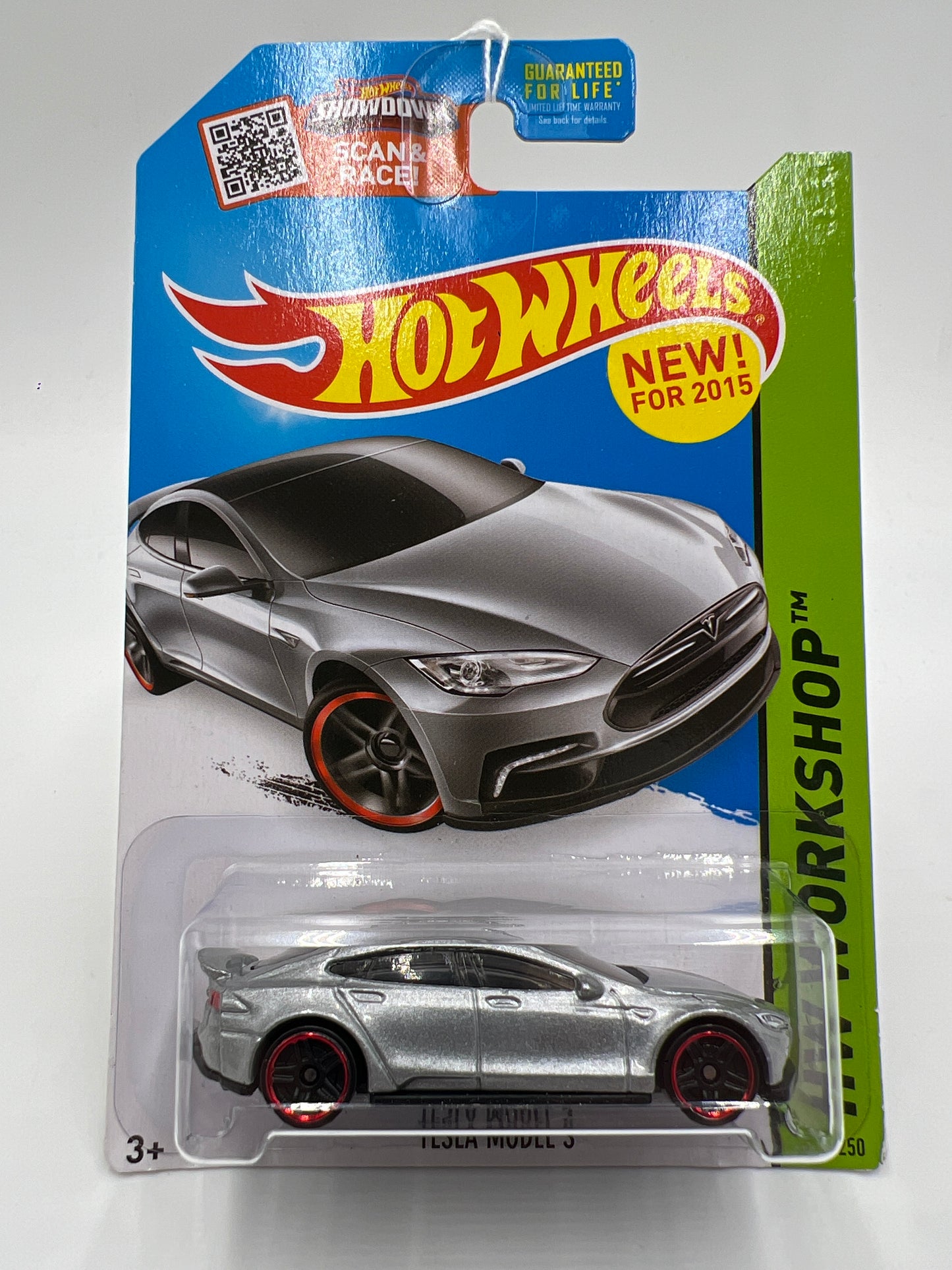2015 Hot Wheels Workshop #217 Tesla Model S Silver 49C