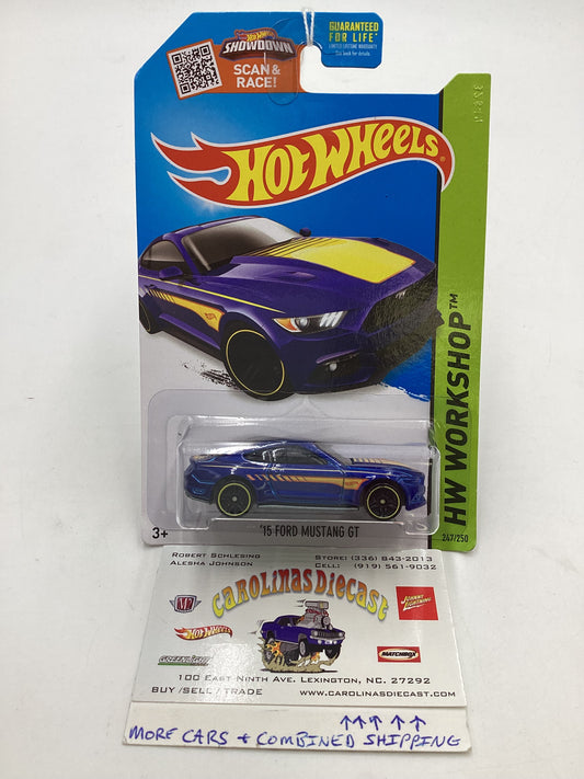 2015 Hot Wheels Workshop #247 15 Ford Mustang GT Blue 31D