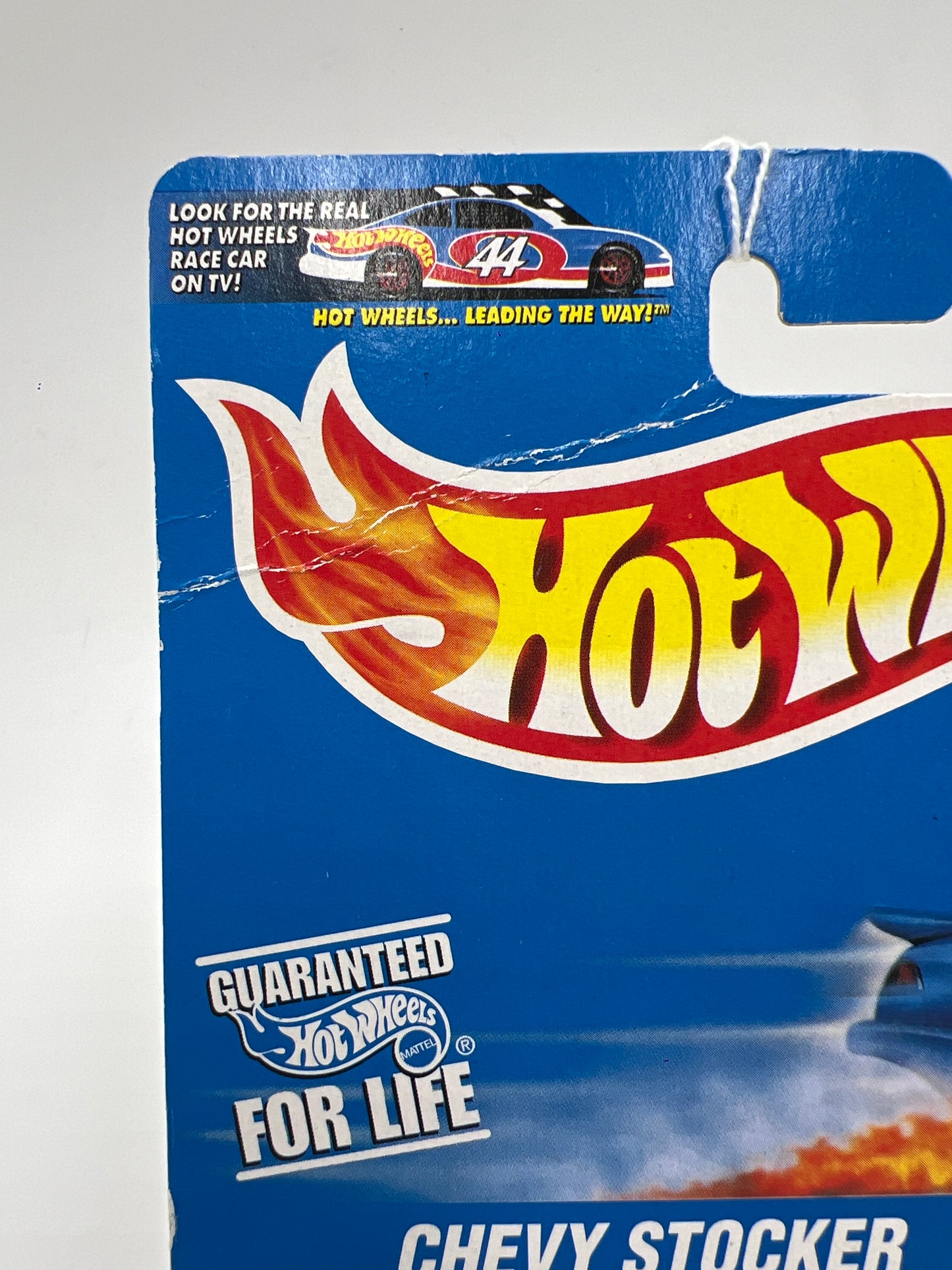 1997 Hot Wheels Collector #618 Chevy Stocker White Bad Card 240B