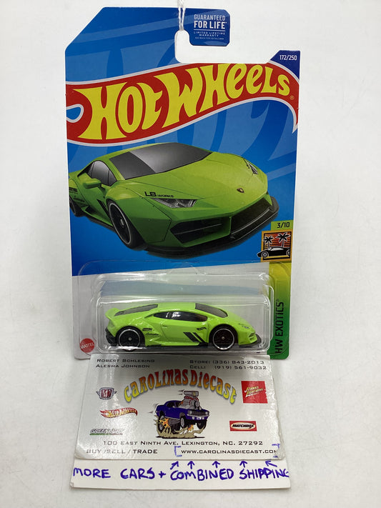 2022 Hot Wheels #172 LB-Works Lamborghini Huracan Coupe Kroger Exclusive Green cracked blister 239G