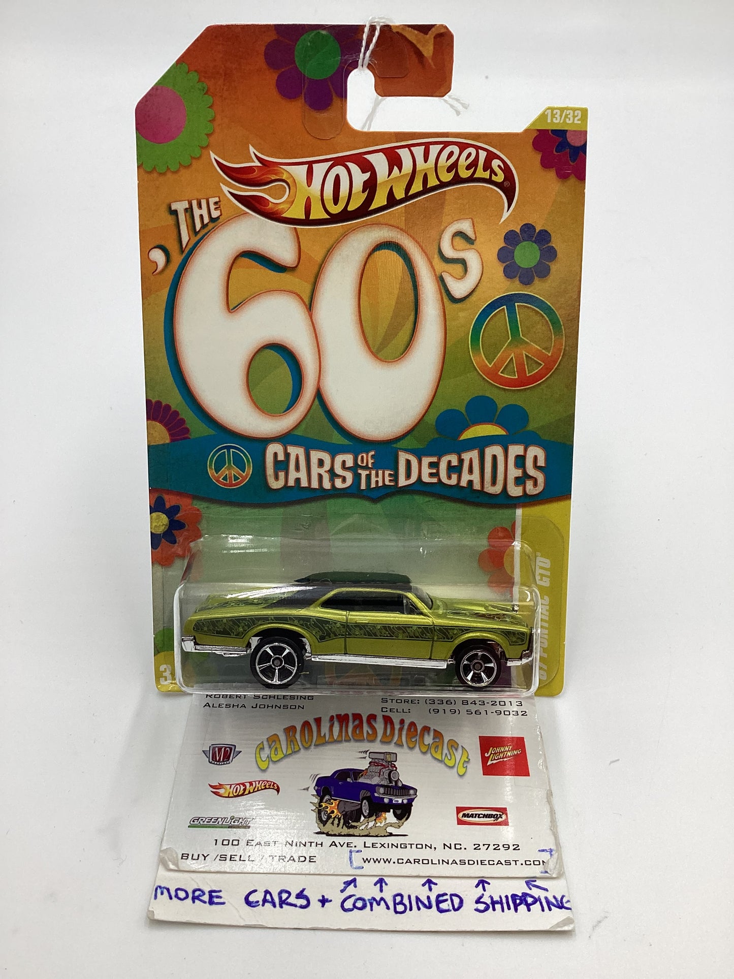 2011 Hot wheels The 60’s Cars of the Decade #13 67 Pontiac GTO Green 157F