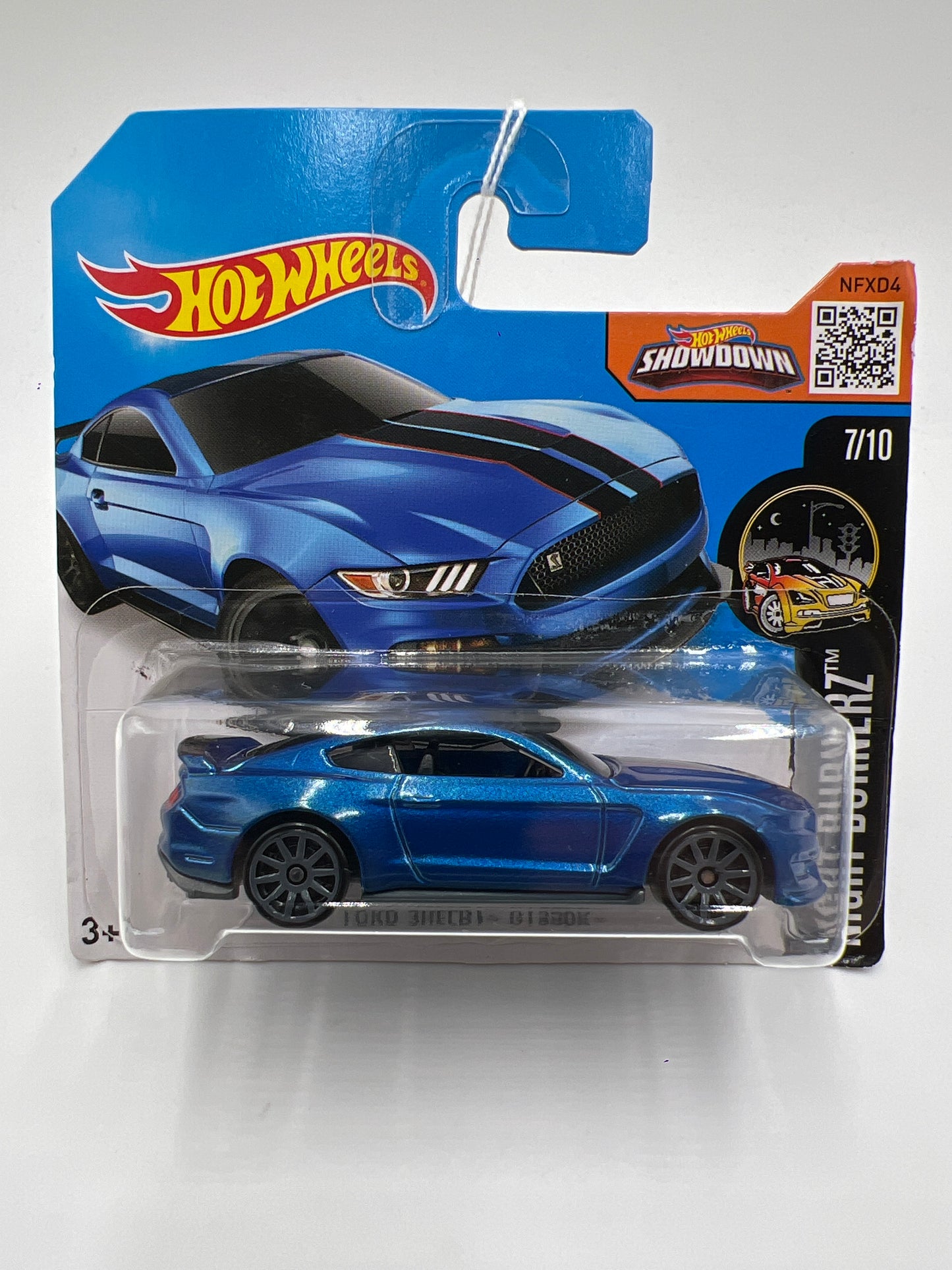 2016 Hot Wheels Night Burnerz #87 Ford Shelby GT350R Blue Short Card 19A