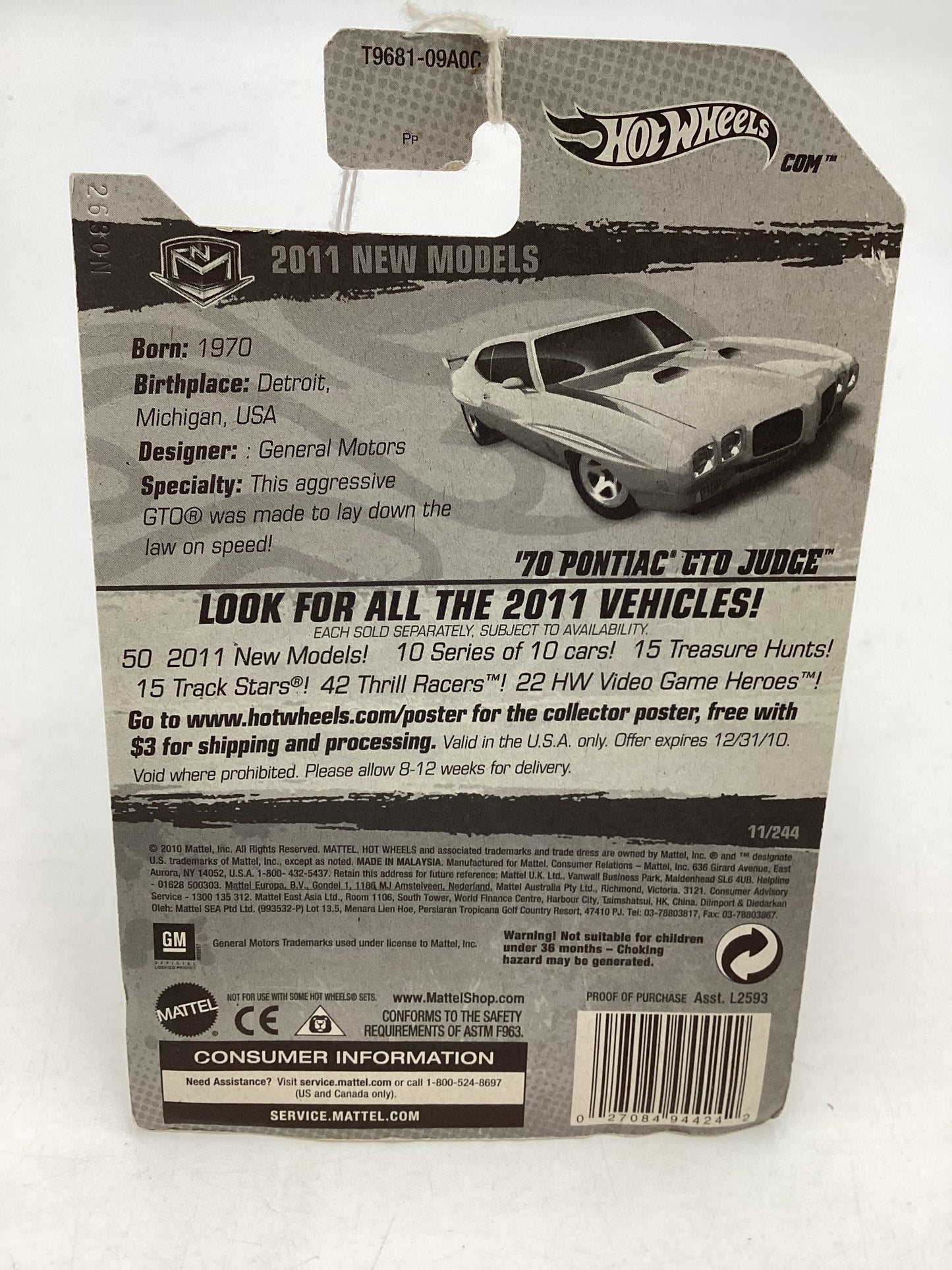 2011 Hot Wheels #11 70 Pontiac GTO Judge Yellow 47G