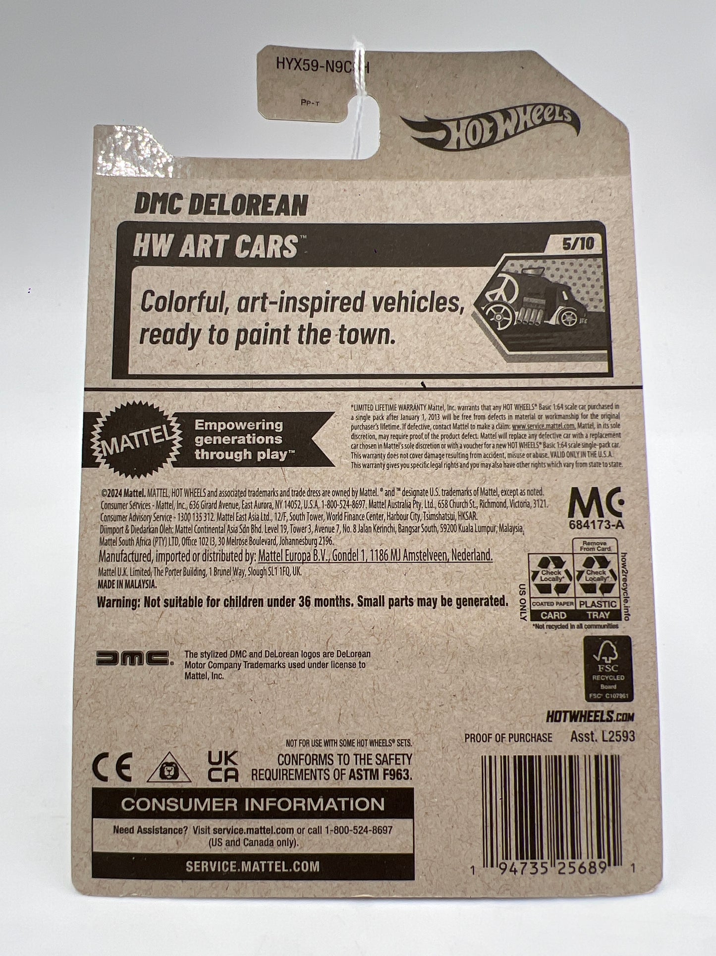 2025 Hot Wheels H Case Art Cars #36 DMC Delorean Blue 60D