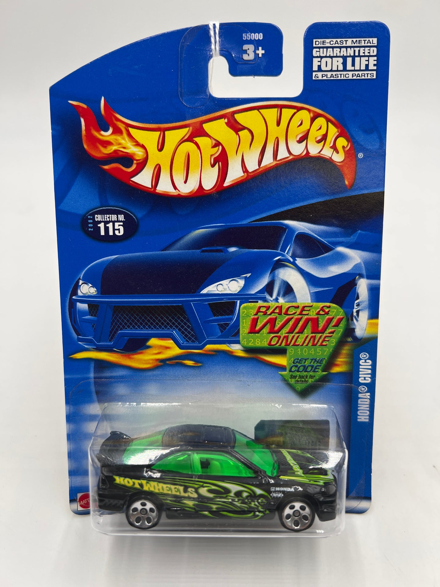 2001 Hot Wheels #115 Honda Civic Black 77B