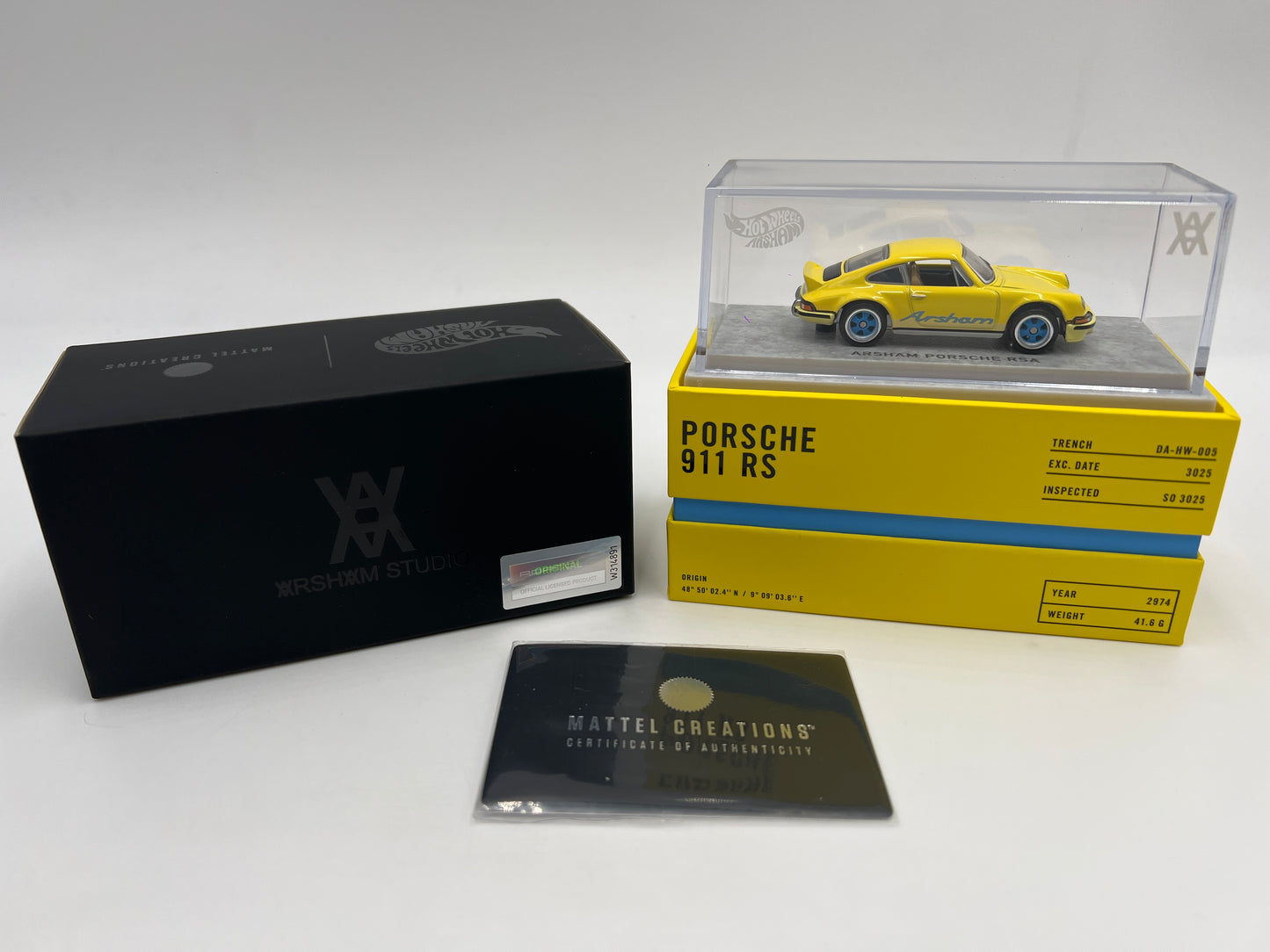 2025 Hot Wheels x Daniel Arsham Creations Exclusive 73 Porsche 911 RS Yellow W/Box