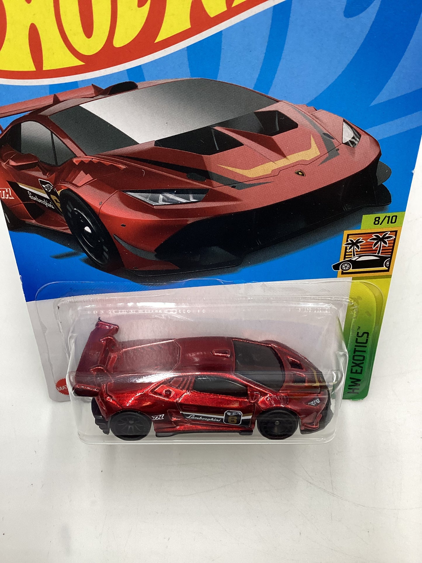 2024 Hot Wheels Super Treasure Hunt #239 Lamborghini Huracan LP 620-2 Super Trofeo Red with protector