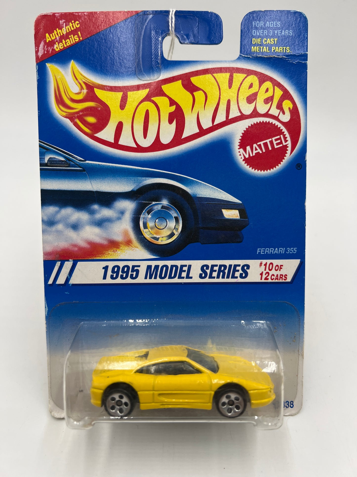 1995 Hot Wheels Model Series #350 Ferrari 355 Yellow 5 Dot Wheels *Bad Card*