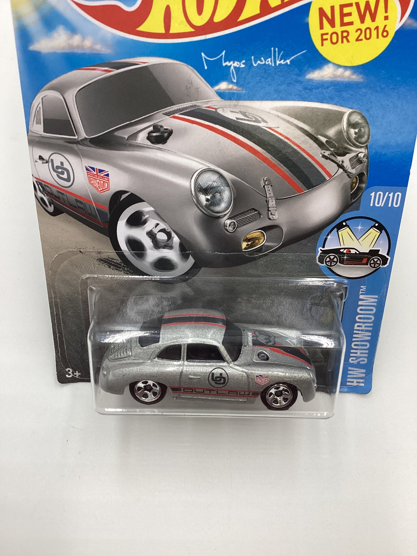 2016 Hot Wheels #120 Porsche 365A Outlaw Silver Target Spring Card