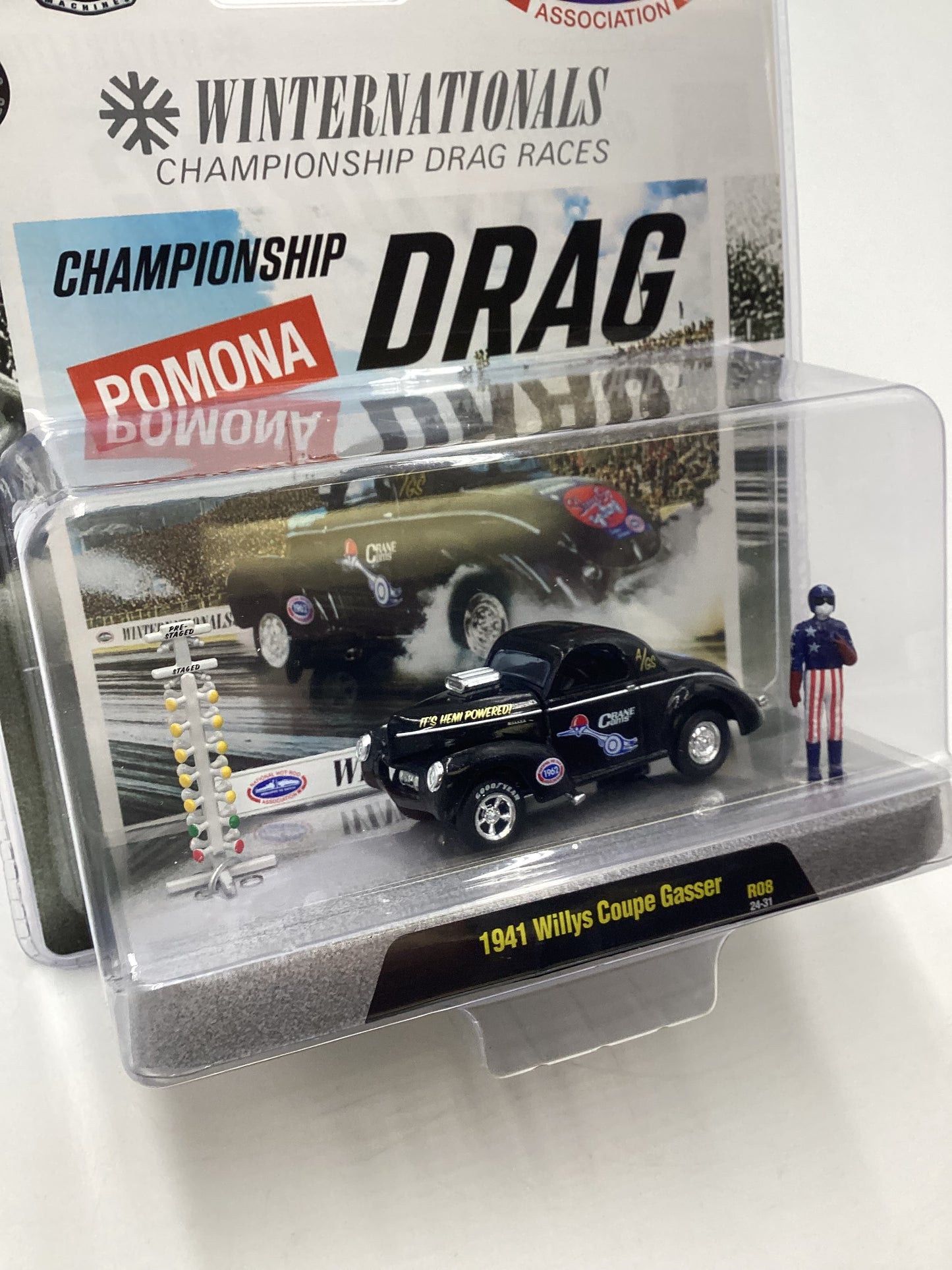 2024 M2 Machines Diorama NHRA 1941 Willy’s Coupe Gasser Black R08 195G