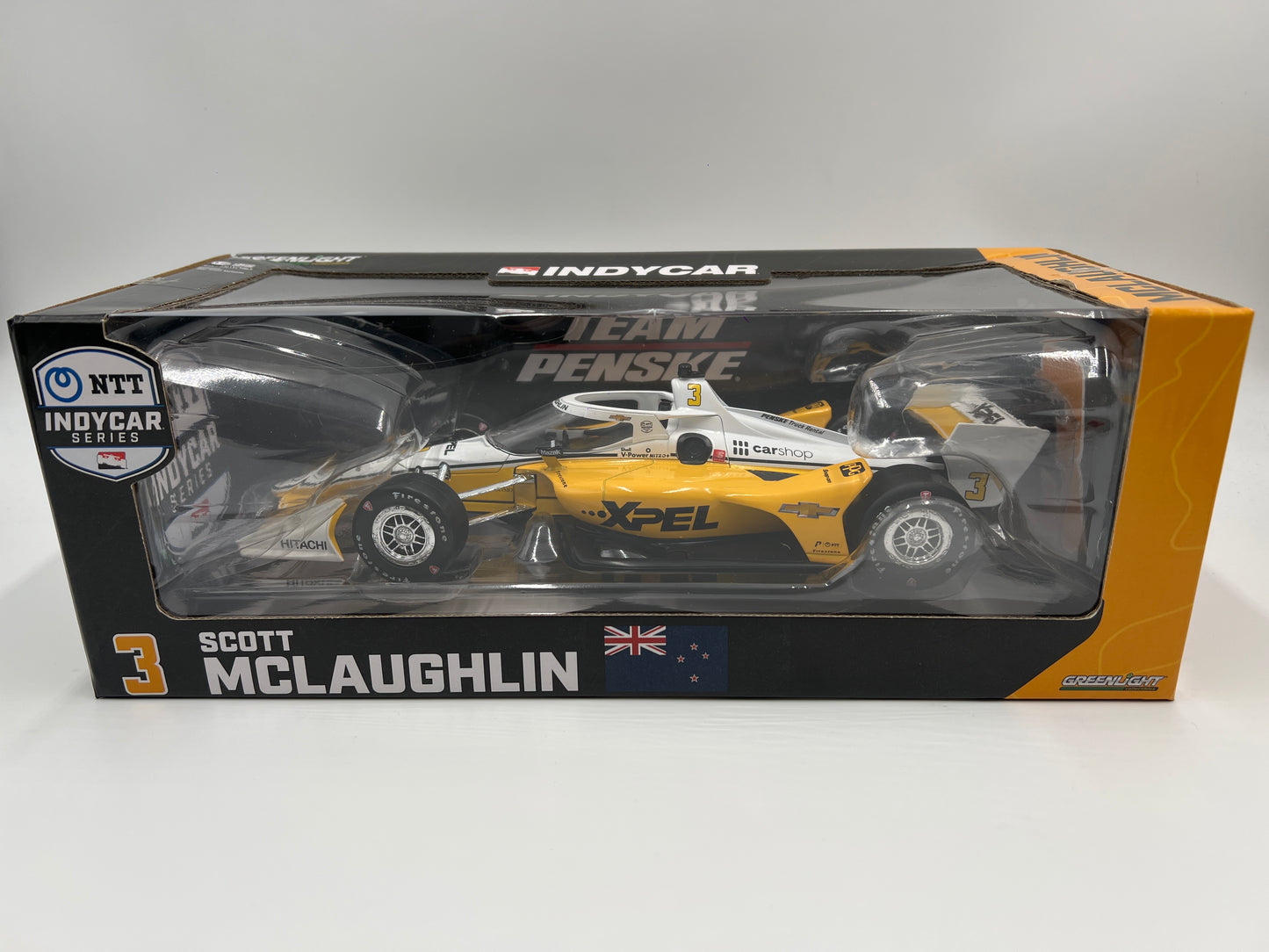 Greenlight 1:18 NTT Indycar Series Scott McLaughlin #3 Xpel Yellow (Box Not Perfect)