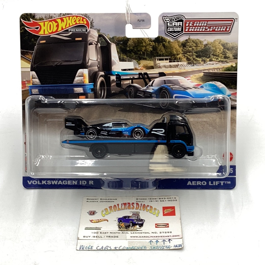 2021 HOT WHEELS CAR CULTURE  TEAM TRANSPORT VOLKSWAGEN ID R & AERO LIFT 243E